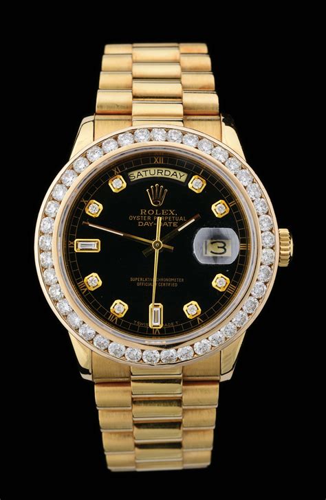 gold rolex presidential black face|pre owned presidential rolex watches.